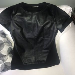 Halogen black leather shirt.